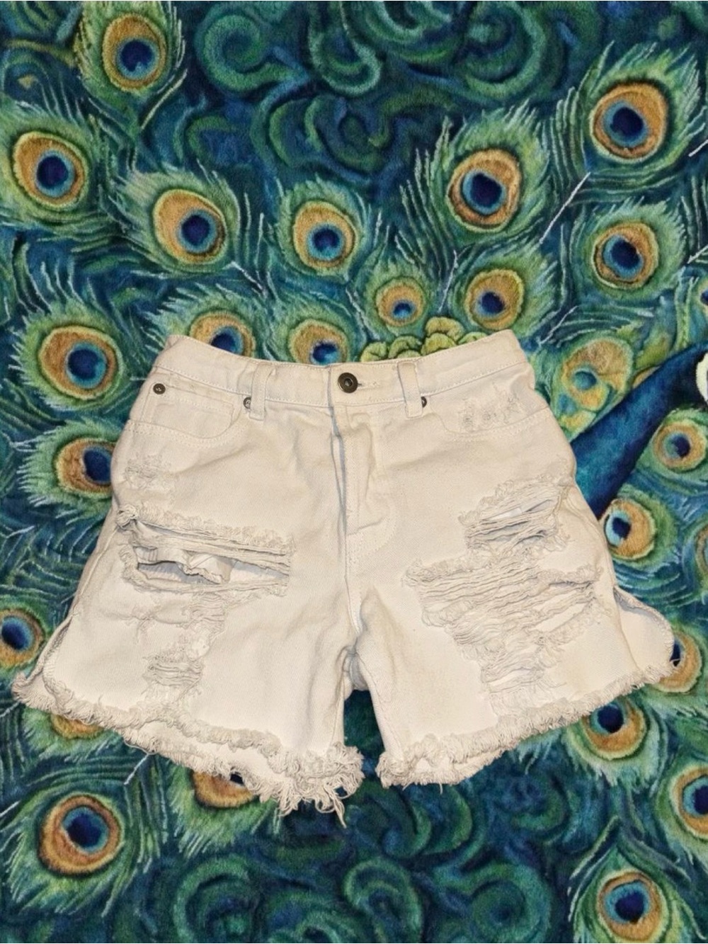 pistola White Distressed Denim Shorts